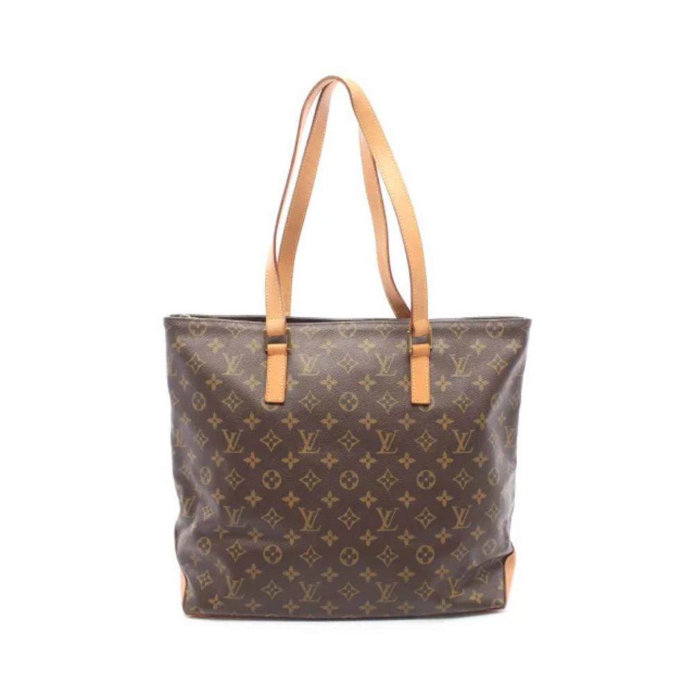 Louis Vuitton Cabas Mezzo Monogram Tote Bag Canvas Leather Brown